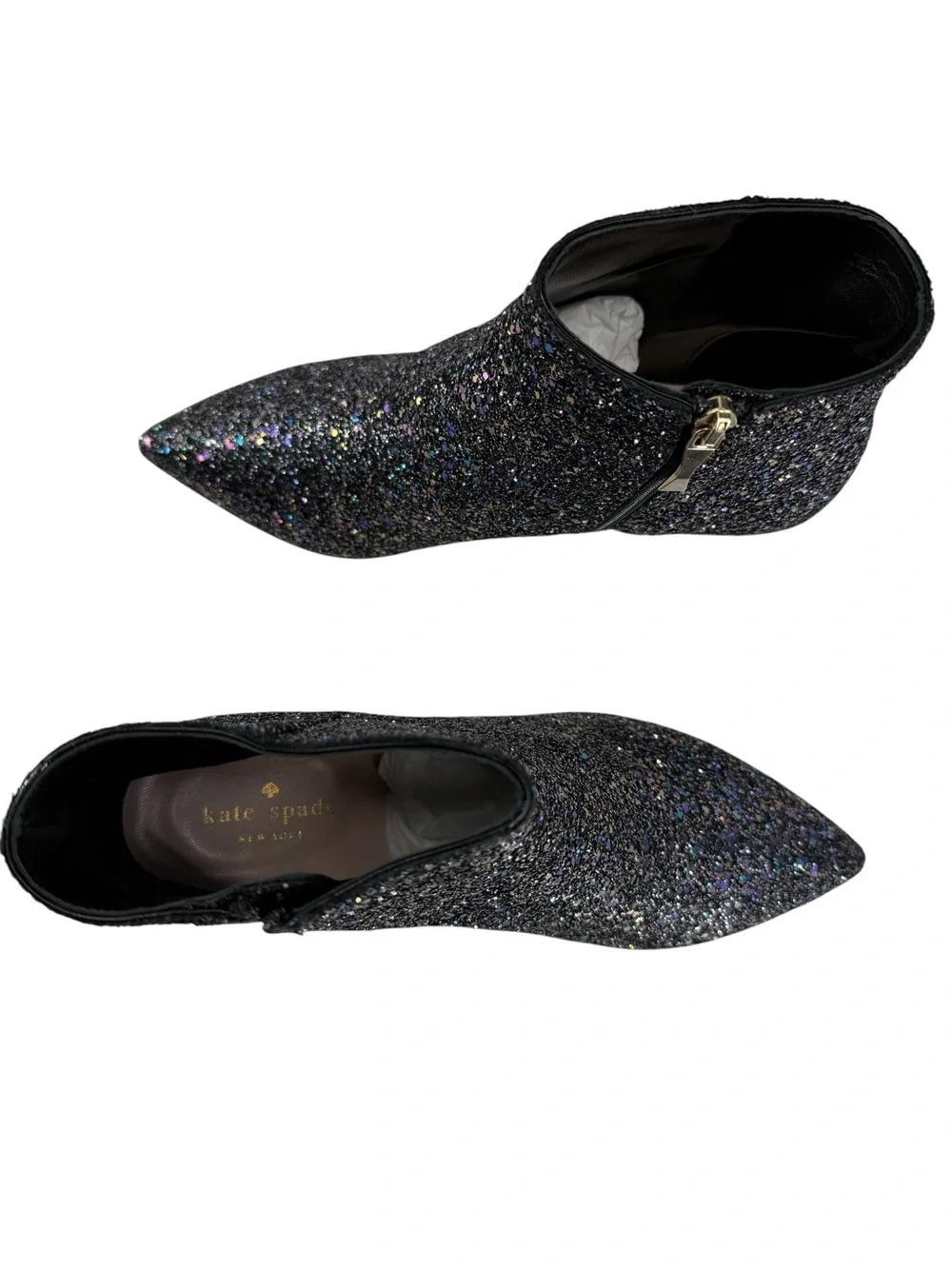 NWOB Kate Spade NY Olly Too Pointy Toe Kitten Heel Bootie Size 9M Sparkly